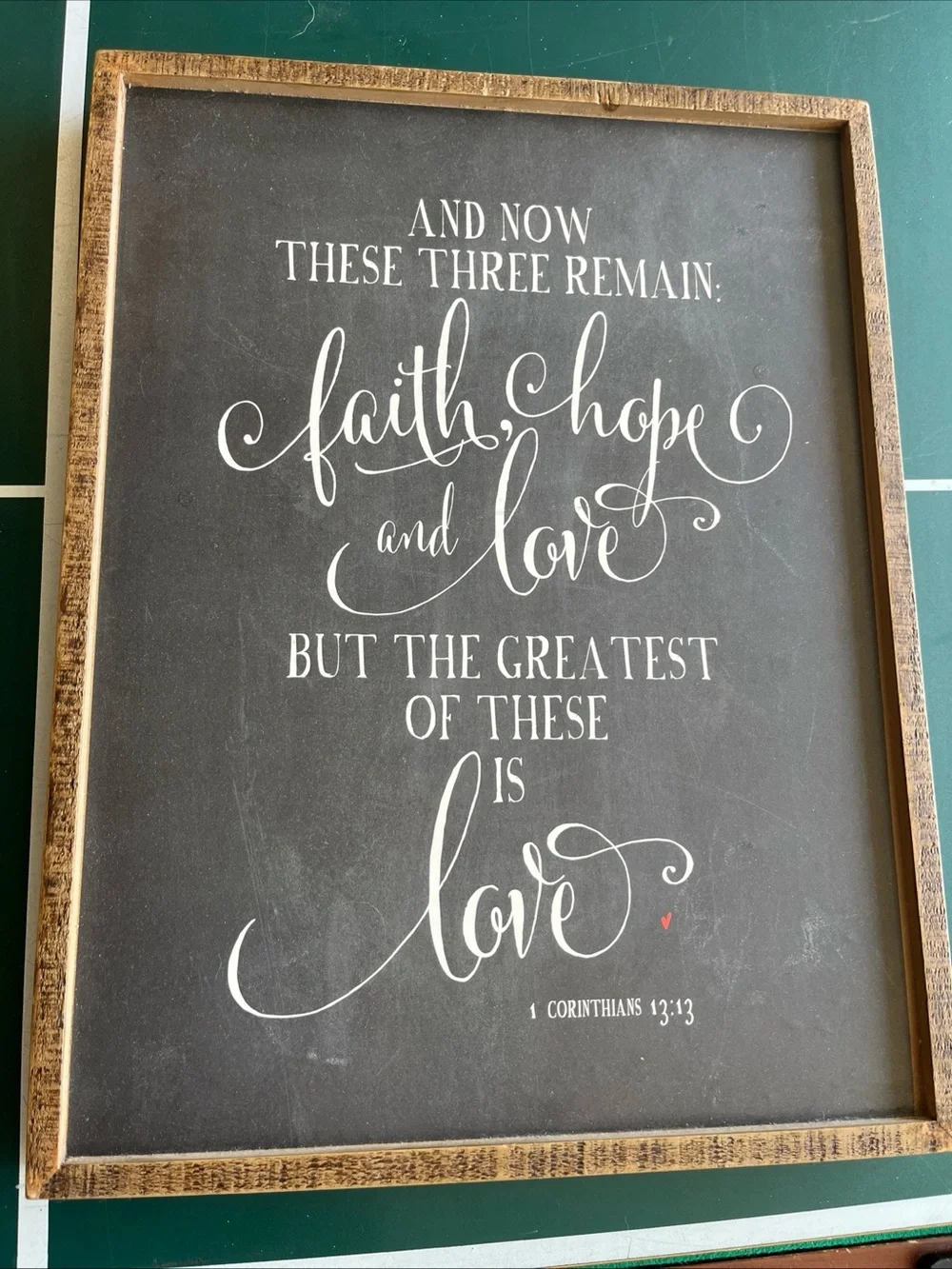 Faith Hope and Love Black Framed Wall Sign